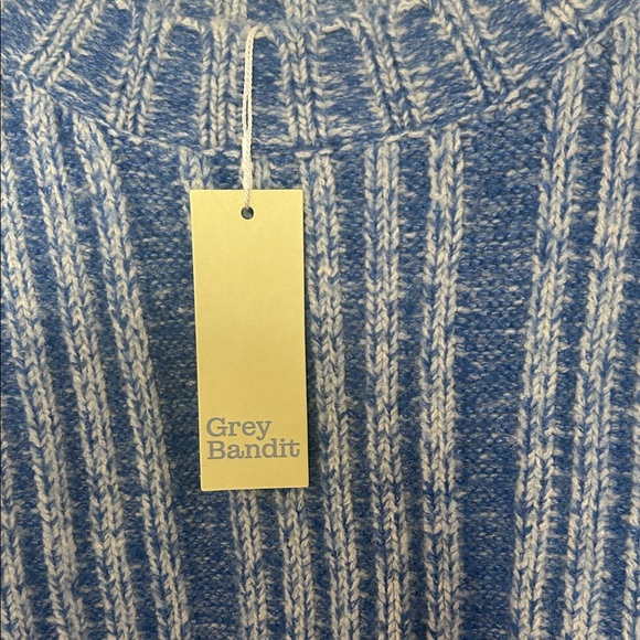 Cozy Blue and White Striped Women's Sweater - Picture 2 of 2